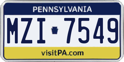 PA license plate MZI7549