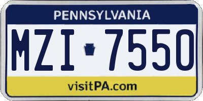 PA license plate MZI7550