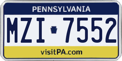 PA license plate MZI7552