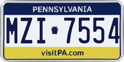 PA license plate MZI7554