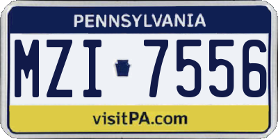 PA license plate MZI7556