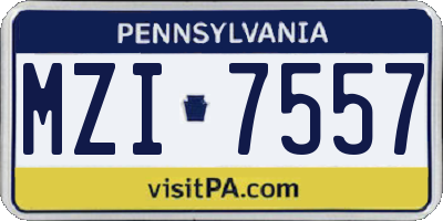 PA license plate MZI7557