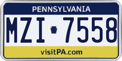 PA license plate MZI7558