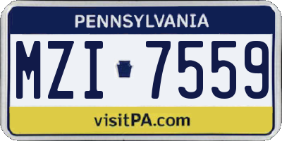 PA license plate MZI7559