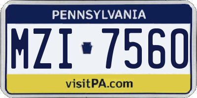 PA license plate MZI7560