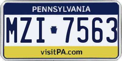 PA license plate MZI7563