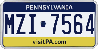 PA license plate MZI7564