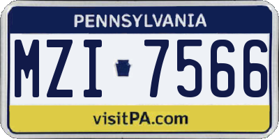 PA license plate MZI7566