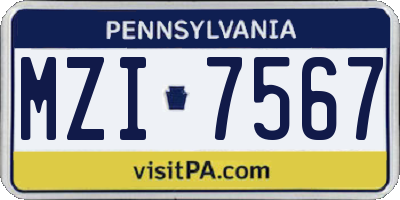 PA license plate MZI7567
