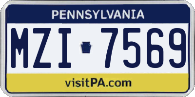 PA license plate MZI7569