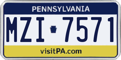 PA license plate MZI7571