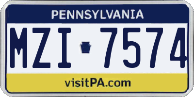 PA license plate MZI7574