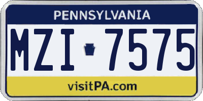 PA license plate MZI7575