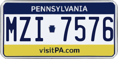 PA license plate MZI7576