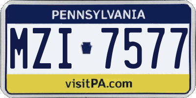 PA license plate MZI7577