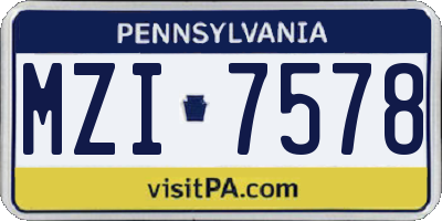 PA license plate MZI7578