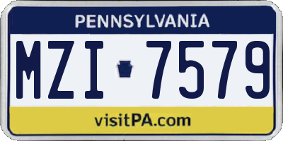 PA license plate MZI7579