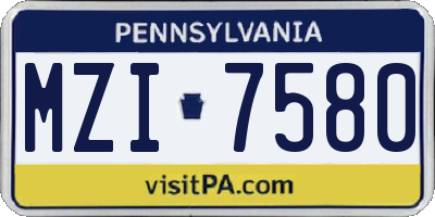 PA license plate MZI7580