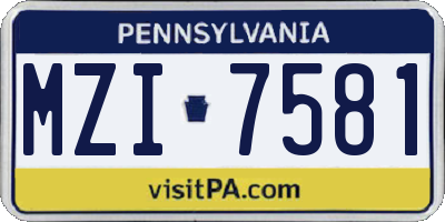 PA license plate MZI7581
