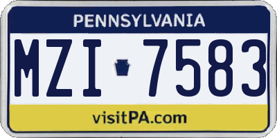 PA license plate MZI7583