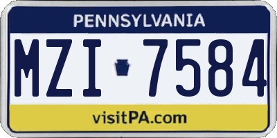 PA license plate MZI7584