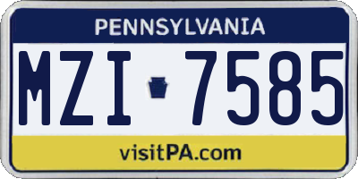 PA license plate MZI7585