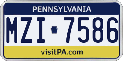 PA license plate MZI7586