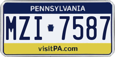 PA license plate MZI7587