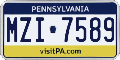 PA license plate MZI7589