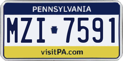 PA license plate MZI7591