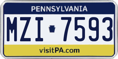PA license plate MZI7593