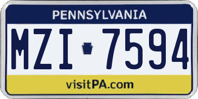 PA license plate MZI7594