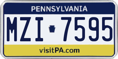 PA license plate MZI7595