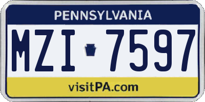PA license plate MZI7597