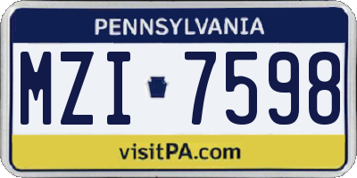 PA license plate MZI7598