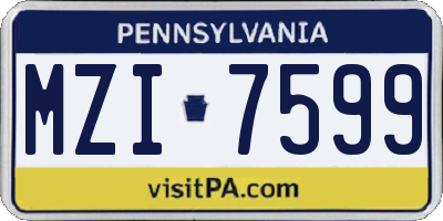 PA license plate MZI7599