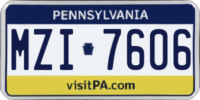 PA license plate MZI7606