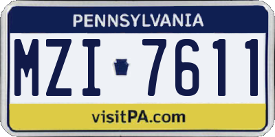 PA license plate MZI7611