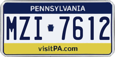 PA license plate MZI7612