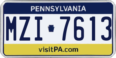 PA license plate MZI7613