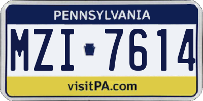PA license plate MZI7614