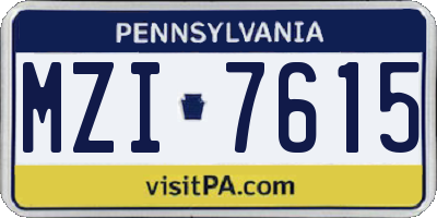 PA license plate MZI7615