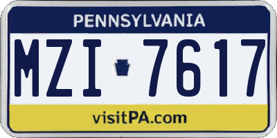 PA license plate MZI7617