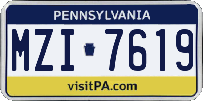 PA license plate MZI7619