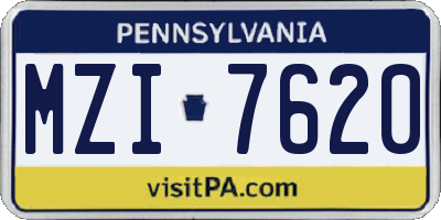 PA license plate MZI7620