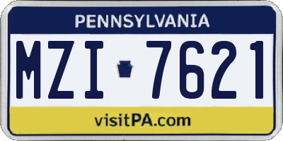 PA license plate MZI7621