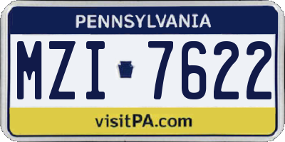 PA license plate MZI7622