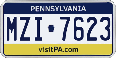 PA license plate MZI7623
