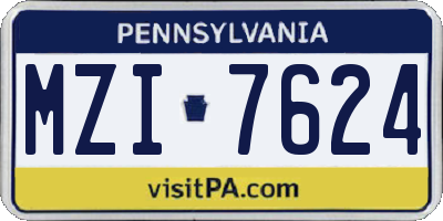 PA license plate MZI7624