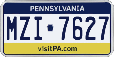 PA license plate MZI7627